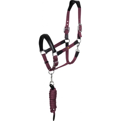 EQUESTRO Set ohlávky a vodítka Lani New černá /burgundy – Zboží Dáma
