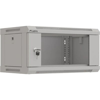 Lanberg rack cabinet 19" wall-mount 4U/540x350 (flat pack) with glass door grey (WF03-5304-10S)