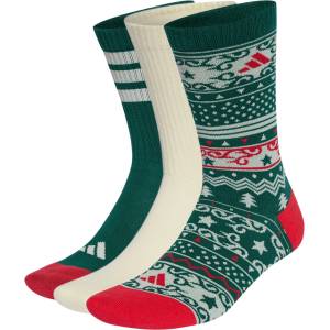 adidas Мъжки спортни чорапи adidas Christmas Graphic Crew Sock 3 Pair Pack Sports socks - Collegiate Green / Ivory / Pure Ruby - размер 46-48 (EU) (207-2195-0115)