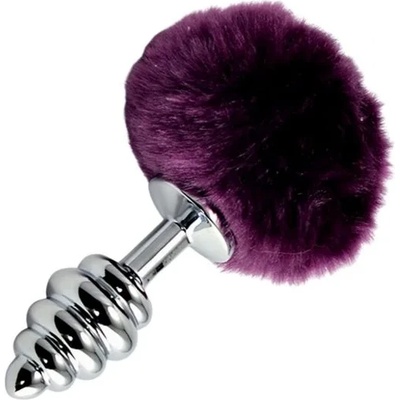Метален анален плъг с помпон, 8см. - Pompon Spiral Plug Purple (LVTOY00697)