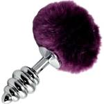  Метален анален плъг с помпон, 8см. - Pompon Spiral Plug Purple (LVTOY00697)