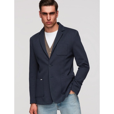 Ombre Men's SLIM knit jacket with subtle texture navy blue modrá | biela | krémová