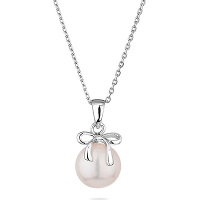 Swan Сребърно колие със сладководна бяла перла и панделка LA924NW Swan