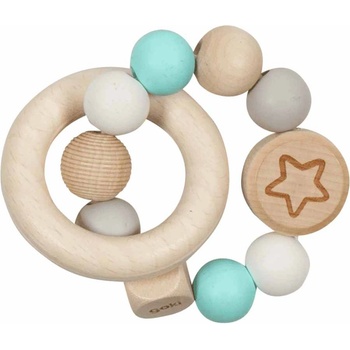 Goki Бебешка еластична дрънкалка Goki - Звезда в сиво, бяло и синьо (65243)