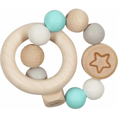 Goki Бебешка еластична дрънкалка Goki - Звезда в сиво, бяло и синьо (65243)