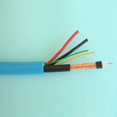 Elan Комбиниран коаксиален кабел ELAN 082075, RG59 + 2x 0.75 + 2x 0.22, Ø 10.40 мм, 500m макара, син (082075)