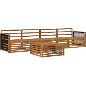 vidaXL Комплект дивани за открито 5 бр. Натурално (3382992)