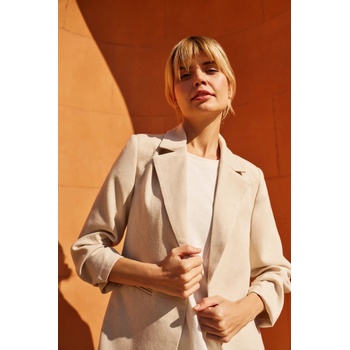 Moodo Бежово сако със сбъркан 3/4 ръкав Moodo Moodo | Byal | ЖЕНИ | XS