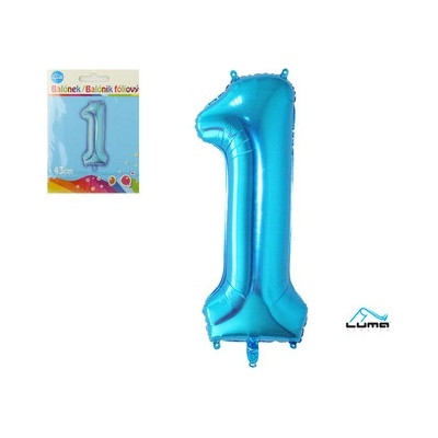 Balónek foliový č. 1 MODRÝ 43cm LUMA