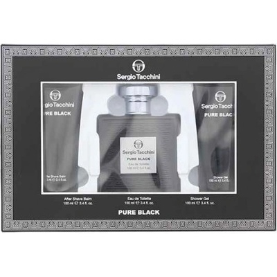 Sergio Tacchini Комплект за мъже Sergio Tacchini Pure Black - Тоалетна вода 100 мл + Афтършейв 100 мл + Душ гел 100 мл