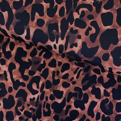 Teplákovina digital - Leopard čokoláda