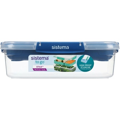 Sistema To Go Stax Dóza na potraviny s oddelenými komorami 2,2 l modrá