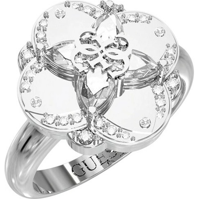 Guess oceľový prsteň s kvetinou Wild Flower JUBR05506JWRH
