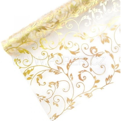 Organza 5y/36cm krémová s potiskem