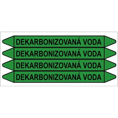 Značení potrubí, dekarbonizovaná voda,4 ks, 250 × 26 mm PZ 009060