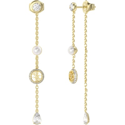 Guess Visiace oceľové náušnice so zirkónmi a perlou Tiny Pearly JUBE05513JWYGT