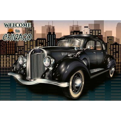 Dimex MS-5-2175 Vliesová fototapeta Chicago retro plakát rozměry 375 x 250 cm