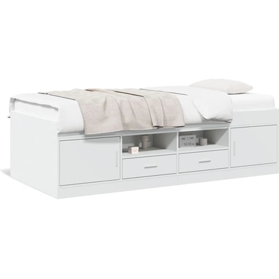 vidaXL Дневно легло с чекмеджета, бяло, 75x190 см, инженерно дърво (3280258)