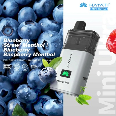 Hayati Mini Ultra Blueberry Straw´ Menthol Blueberry Raspberry Menthol 20 mg 1500 potáhnutí – Sleviste.cz