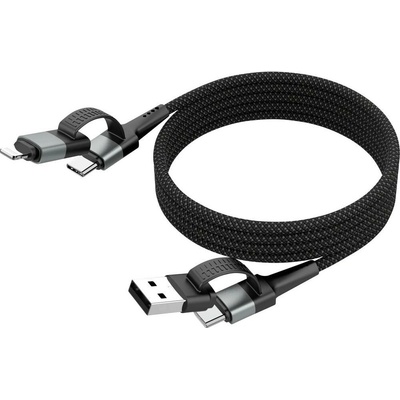 Ansmann 1700-0188 USB USB-A zástrčka USB-C ® zástrčka Apple Lightning konektor 120cm černý