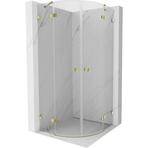 Mexen Lunar полукръгла душ кабина 70 x 70 см, прозрачна, златна - 833-070L-070P-50-00 (833-070L-070P-50-00)