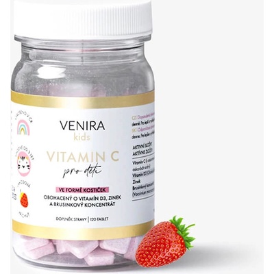 Venira Vitamín C pre deti 120 kociek jahoda