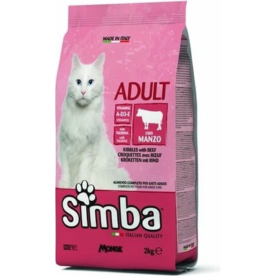 MONGE SIMBA Cat Beef kompletné suché krmivo pre dospelé mačky s hovädzím mäsom 2 kg