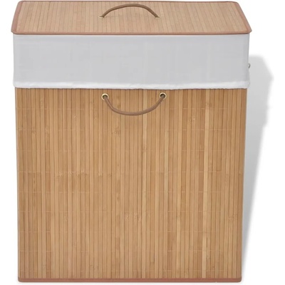 vidaXL Бамбуков кош за пране, правоъгълен, естествен цвят (242725)