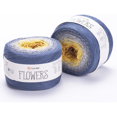 Yarn Art příze Flowers 316 žlutá, šedá, matná modrá