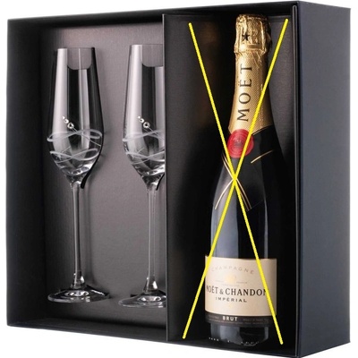 Diamante darčekový set pohárov na šampanské so Swarovski kryštálmi Venezia 2 x 230 ml