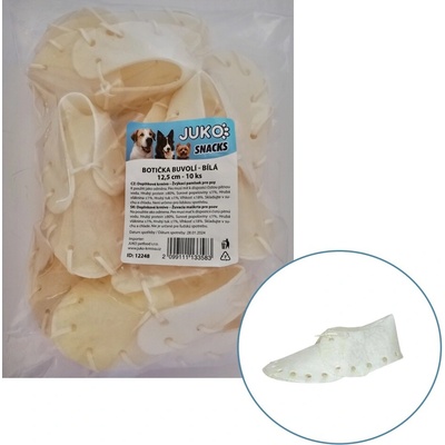 JUKO Snacks Topánočka z byvolej kože biela 12,5 cm 10 ks