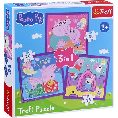 Trefl Пъзел Trefl 3 в 1 - Навиците на Прасенцето Пепа (34893)