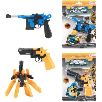 Teddies Transformer pistole robot plast 14-16cm 2 barvy na kartě