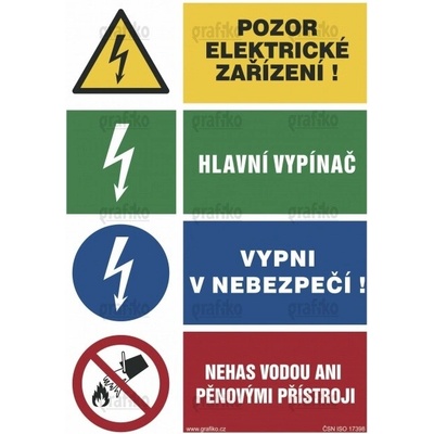 El. napětí/Hlavní vypínač/Vypni v nebezpečí/Nehas, fólie 297x210, 3.9021.SE