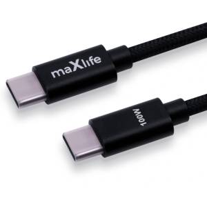Maxlife Плетен кабел Maxlife MXUC-12, Type-C - Type-C, Подсилени конектори, , 2 метрa (MXUC-12)