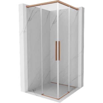 Mexen Rox Duo плъзгаща се душ кабина 75 x 75 cm, прозрачна, четкана мед - 8C2D-075-075-65-00 (8C2D-075-075-65-00)