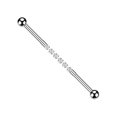 Šperky4U Zlacený idustrial piercing s kamínky ID01050-GD