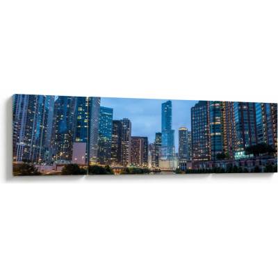 Obraz noční město, třídílný 170x50 cm