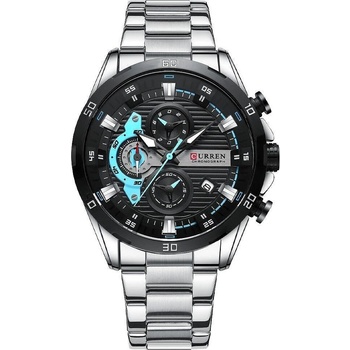 Curren Мъжки часовник Curren Aarox, Хронограф, Неръждаема стомана, Сребрист / Черен (CURREN-8402-SILVER-BLACK)