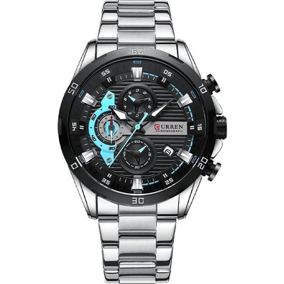 Curren Мъжки часовник Curren Aarox, Хронограф, Неръждаема стомана, Сребрист / Черен (CURREN-8402-SILVER-BLACK)
