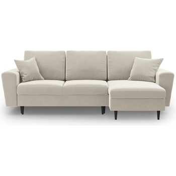 Cosmopolitan Design Бежов кадифен разтегателен ъглов диван с място за съхранение Kyoto - Cosmopolitan Design (COS_COR_2_F1_KYOTO1)