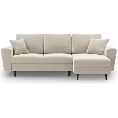 Cosmopolitan Design Бежов кадифен разтегателен ъглов диван с място за съхранение Kyoto - Cosmopolitan Design (COS_COR_2_F1_KYOTO1)