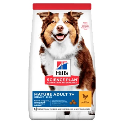 Hill's Hill’s science plan canine mature adult medium С ПИЛЕШКО - ПЪЛНОЦЕННА СУХА ХРАНА ЗА КУЧЕТА ОТ СРЕДНИ ПОРОДИ В НАПРЕДНАЛА ВЪЗРАСТ, ДО 25 КГ, НАД 7Г. 14 кг