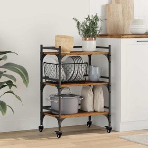 vidaXL Кухненска количка Старо дърво 50 x 35 x 75.5 см (883015)