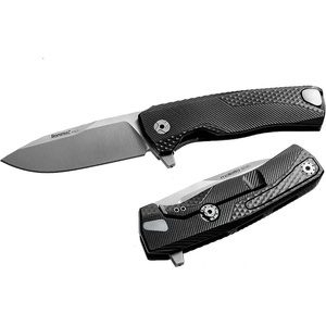 lionSTEEL rok a bs / Луксозно джобно ножче с дръжка от масивен алуминий и издръжливо острие от стомана m390 - черно (lion0154)