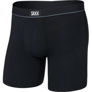 Saxx Мъжко синтетично термобельо Saxx Essential Cotton Boxer Brief Fly Everyday base layer - Black (014-2475-0112)