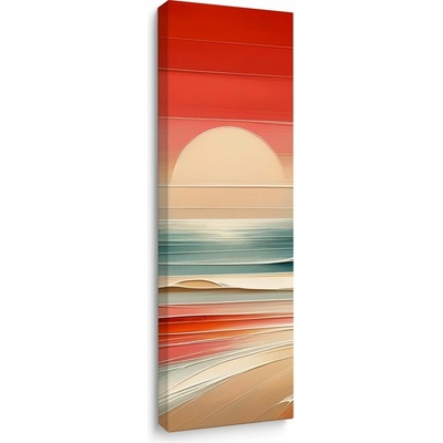 Obraz vln zalitých barvami soumraku - 40x120