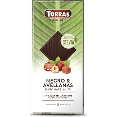 Torras Horká čokoláda so stéviou a lieskovými orieškami 125g