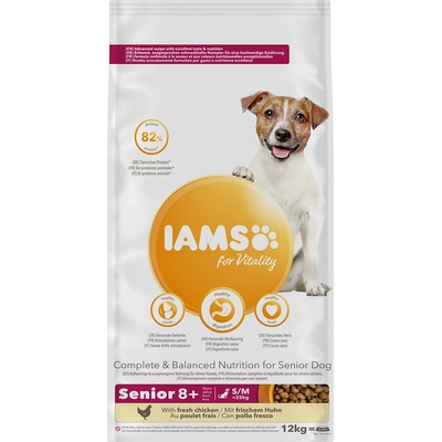 Iams 12кг Senior & Mature Small Medium Dog IAMS for Vitality, суха храна за кучета - с пиле
