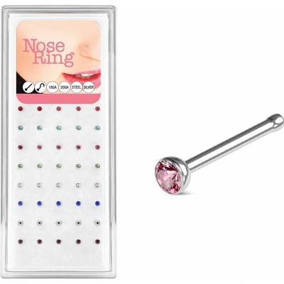 S4U Sada 40ti piercingů do nosu, 2 mm zirkon 0,8 mm N0000-26